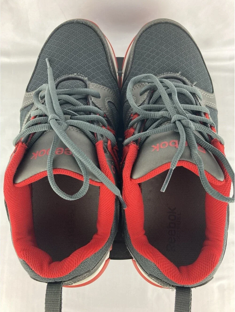 Men’s Size 12 Wide Reebok Sublite Cushion Work Steel Toe Shoes Grey Red RB4005